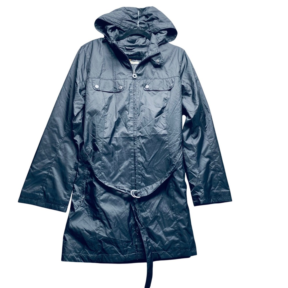 North End‎ Women Hooded Rain Jacket Long Coat Waterproof Nylon Trench M